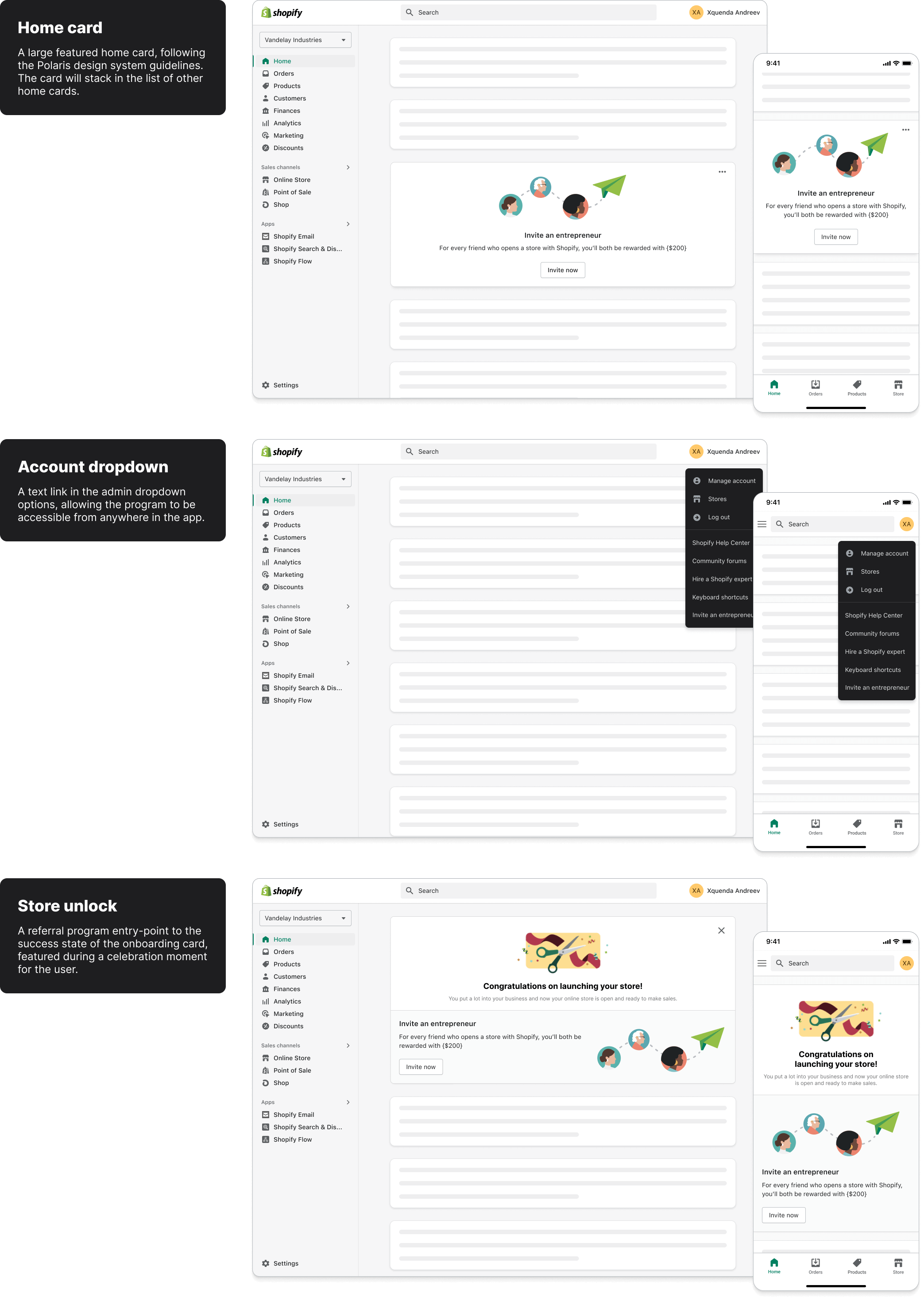 Shopify Merchant Referral Program entry points image
