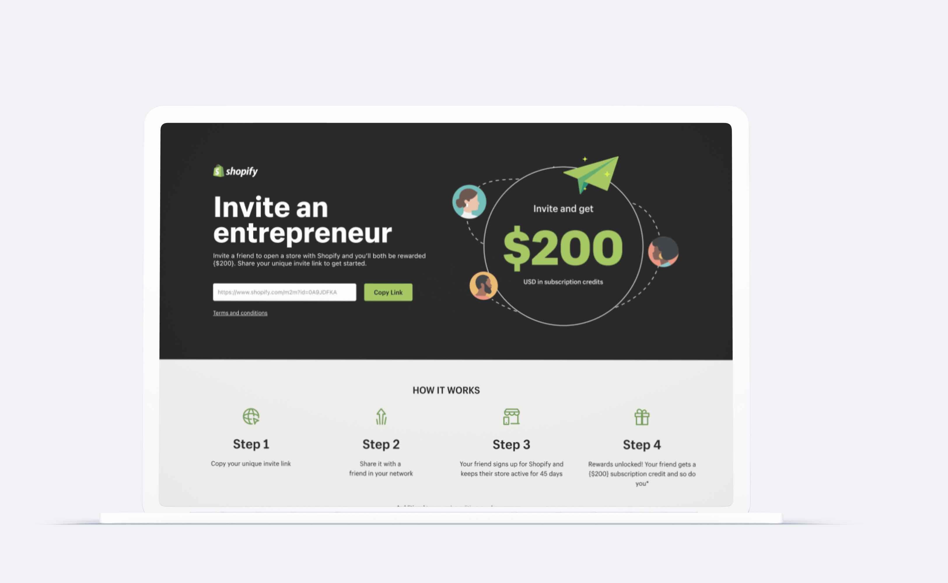 Shopify Merchant Referral Program mackbook mockup image
